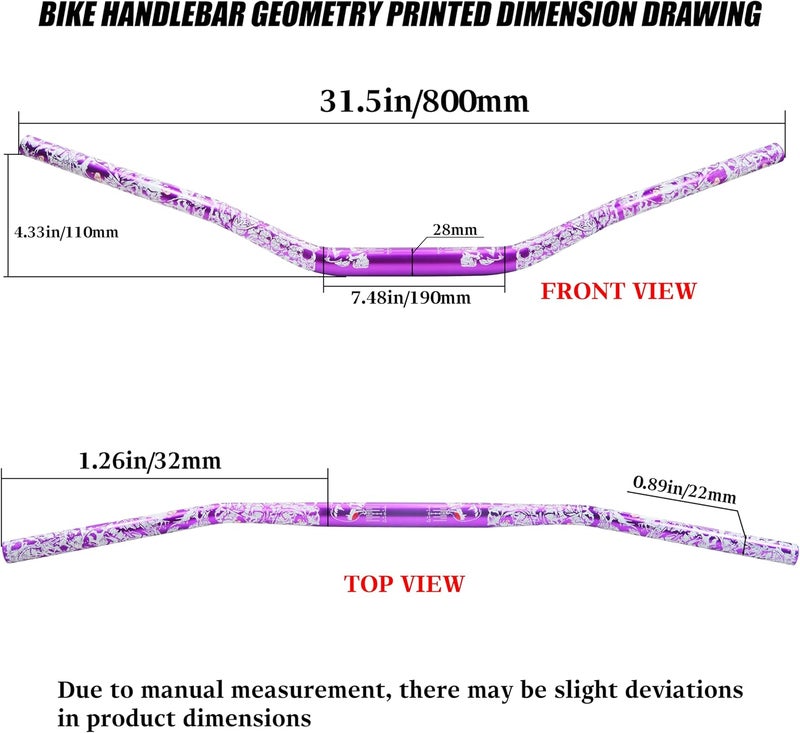 JXPANG Universal 28mm 1/1/8" Handle Bar For CRF KLX KX LTR TRX SX SXF EXC XCW Motocross Pit Dirt Bike Scooter ATV Quad Bike Grizzly Hawk 250 Bicycles (Purple) - Image 4